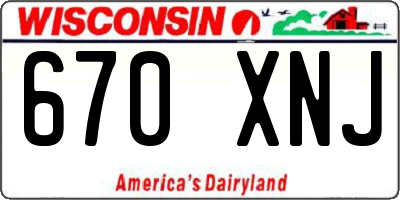 WI license plate 670XNJ