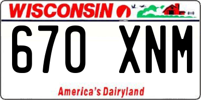 WI license plate 670XNM