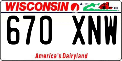WI license plate 670XNW