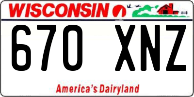 WI license plate 670XNZ
