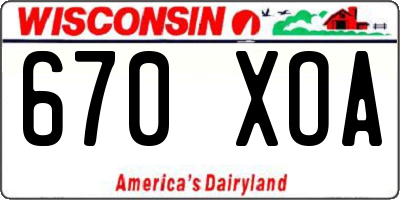 WI license plate 670XOA
