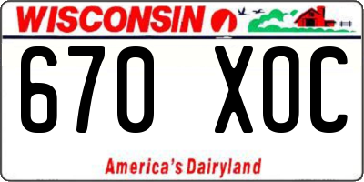 WI license plate 670XOC