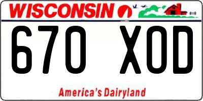 WI license plate 670XOD
