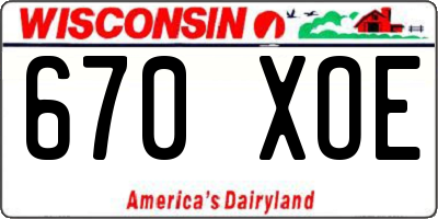 WI license plate 670XOE