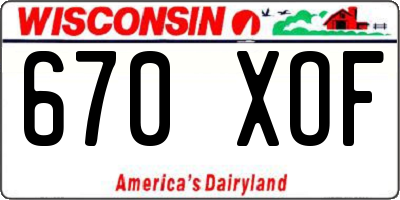 WI license plate 670XOF