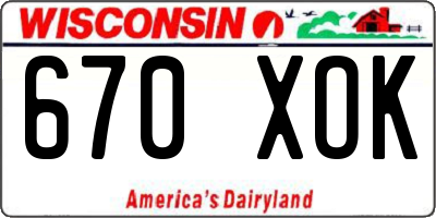 WI license plate 670XOK