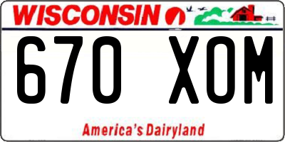 WI license plate 670XOM