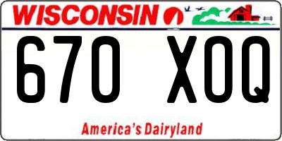 WI license plate 670XOQ