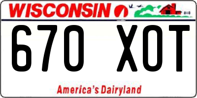 WI license plate 670XOT