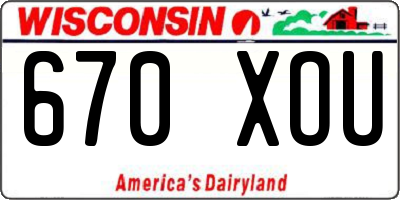 WI license plate 670XOU