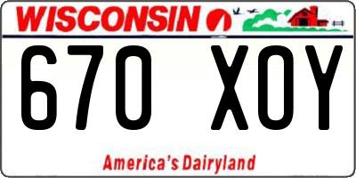 WI license plate 670XOY