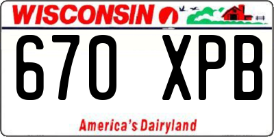 WI license plate 670XPB