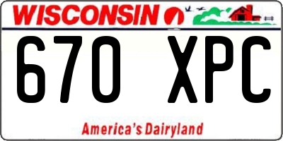 WI license plate 670XPC