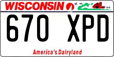 WI license plate 670XPD
