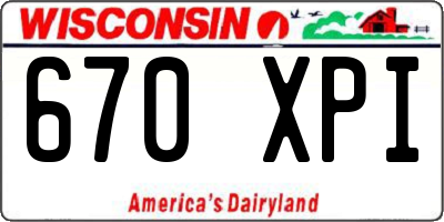 WI license plate 670XPI