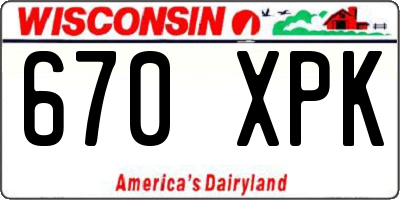 WI license plate 670XPK