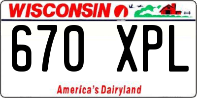 WI license plate 670XPL