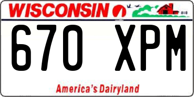 WI license plate 670XPM