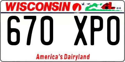 WI license plate 670XPO