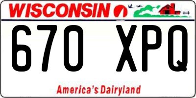 WI license plate 670XPQ