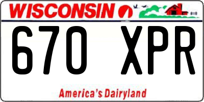 WI license plate 670XPR