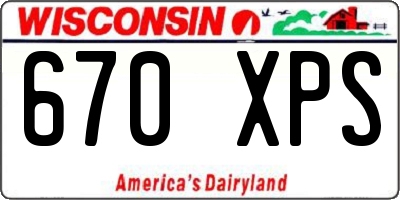 WI license plate 670XPS