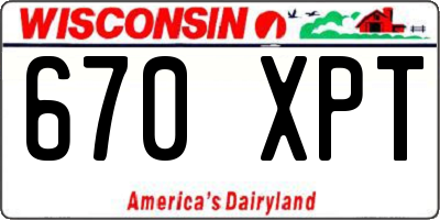 WI license plate 670XPT