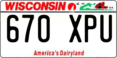 WI license plate 670XPU