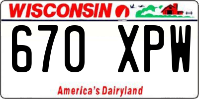 WI license plate 670XPW