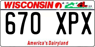 WI license plate 670XPX