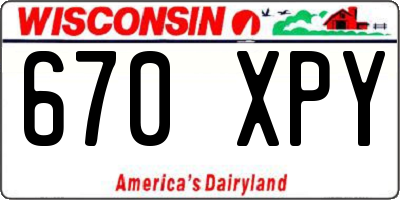WI license plate 670XPY