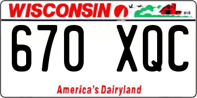 WI license plate 670XQC