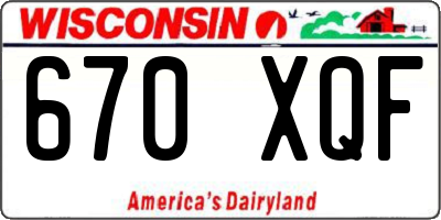 WI license plate 670XQF