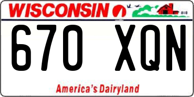 WI license plate 670XQN