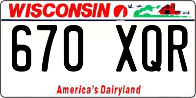WI license plate 670XQR