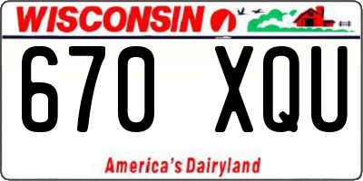 WI license plate 670XQU