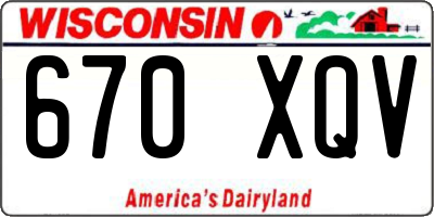 WI license plate 670XQV