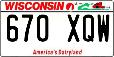 WI license plate 670XQW
