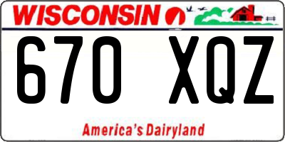 WI license plate 670XQZ