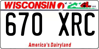 WI license plate 670XRC