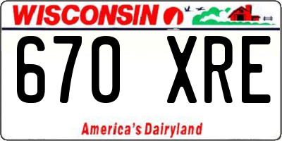 WI license plate 670XRE