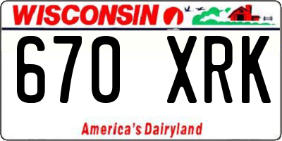WI license plate 670XRK