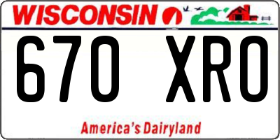 WI license plate 670XRO