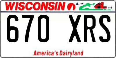 WI license plate 670XRS