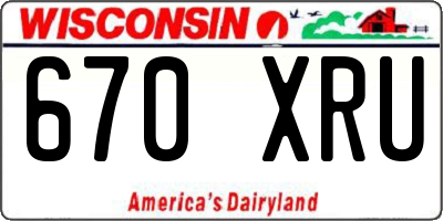 WI license plate 670XRU
