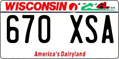 WI license plate 670XSA