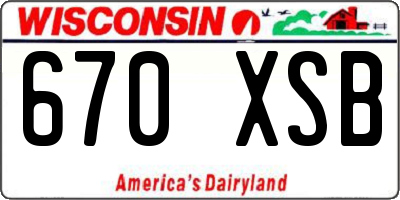 WI license plate 670XSB
