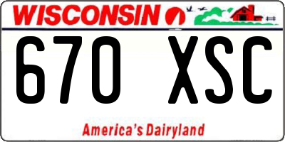WI license plate 670XSC