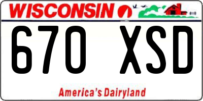 WI license plate 670XSD