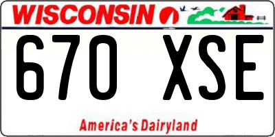 WI license plate 670XSE